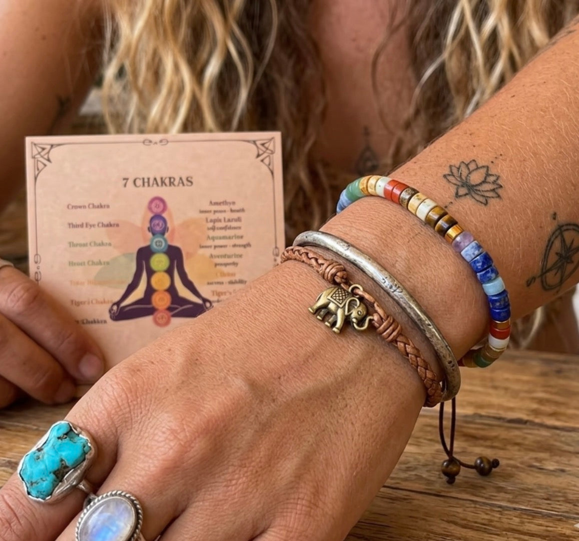 7 Chakra Bracelet Natural Crystal Stone Beaded